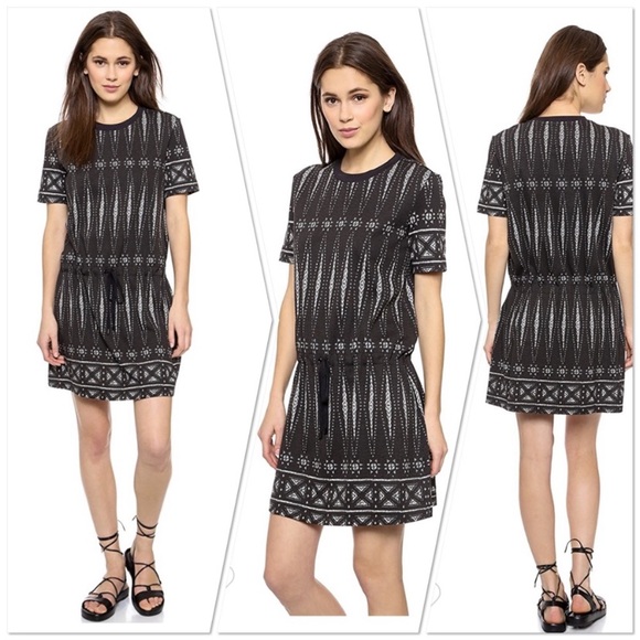 Tory Burch Bologan Knit Aztec Pima Cotton Drawstring Mini Shortsleeve Dress - Picture 2 of 5